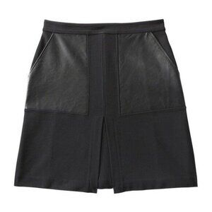 Joe Fresh Skirt Womens Size 8 Beautiful Black Faux Leather Pockets A-Line knee